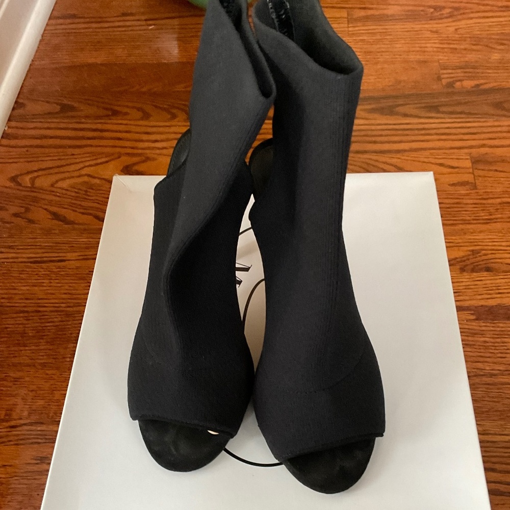 Black Steve Madden Peep toe Boots; Size 7.5
